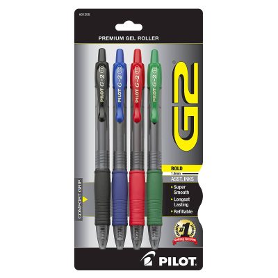 Pilot G2 Premium Gel Roller Pen, Bold Point, 1.0 mm, Black Barrel, Black Ink, Pack Of 12 - Assorted,4