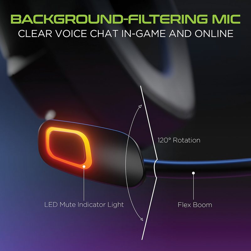 HyperGear SoundRecon RGB LED Professional Gaming Headset, Black, HPL15596 - Image 4