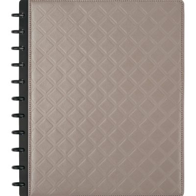 TUL® Discbound Notebook With Debossed Leather Cover, Letter Size, Narrow Ruled, 60 Sheets, Gray