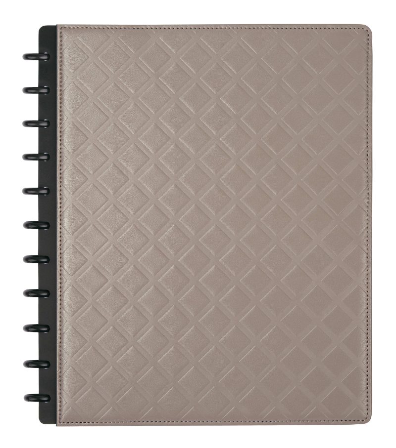 TUL® Discbound Notebook With Debossed Leather Cover, Letter Size, Narrow Ruled, 60 Sheets, Gray