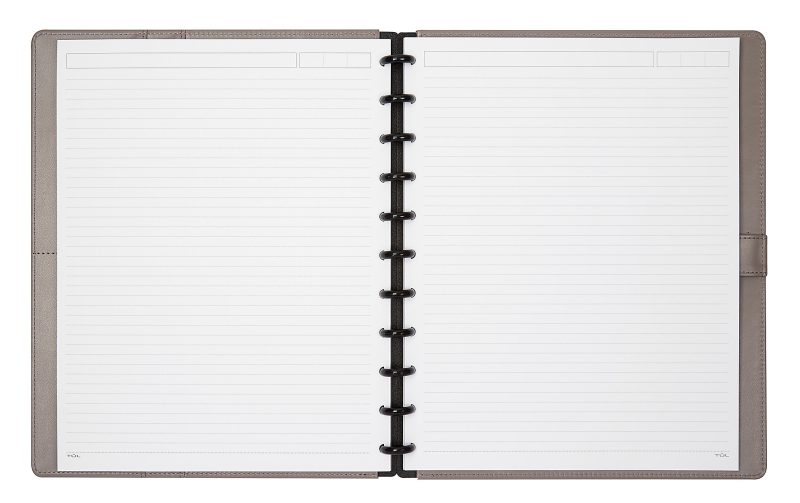 TUL® Discbound Notebook With Debossed Leather Cover, Letter Size, Narrow Ruled, 60 Sheets, Gray - Image 2