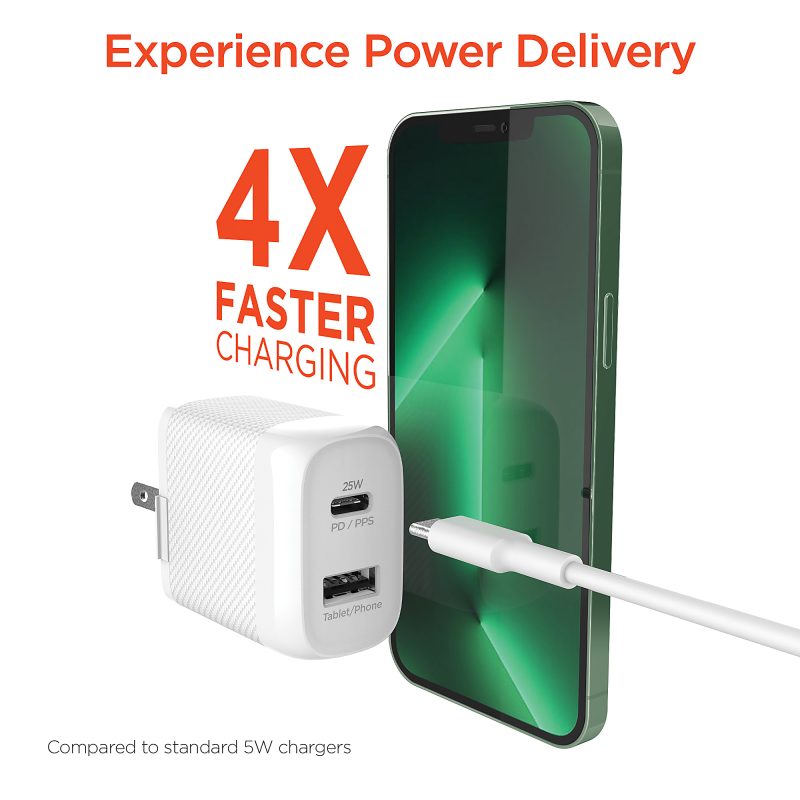 HyperGear SpeedBoost 25W PD Dual-Output Lightning Wall Charger Kit For iPhone®/iPad®/iPod, White, HPL15627 - Image 5