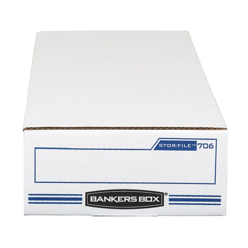 Bankers Box® Stor/File™ Check/Deposit Slip Storage Box With Flip-Top Closure, 24" x 9" x 4", 60% Recycled, White/Blue - Image 2