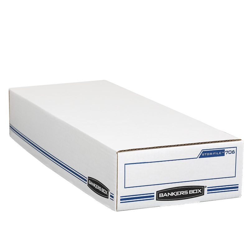 Bankers Box® Stor/File™ Check/Deposit Slip Storage Box With Flip-Top Closure, 24" x 9" x 4", 60% Recycled, White/Blue - Image 7
