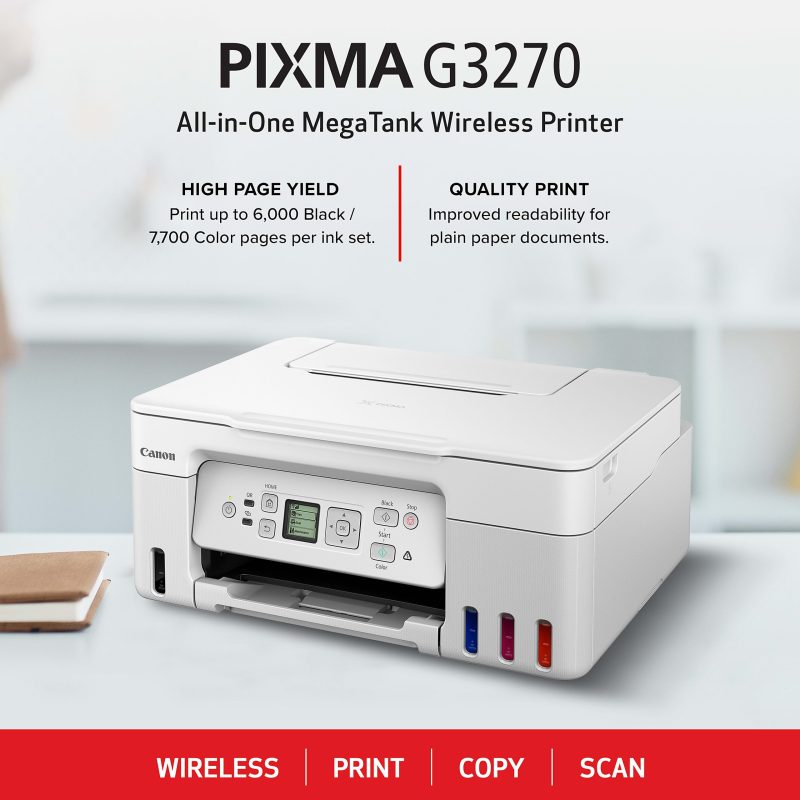 Canon® PIXMA™ G3270 MegaTank Wireless Inkjet All-In-One Color Printer, White - Image 2