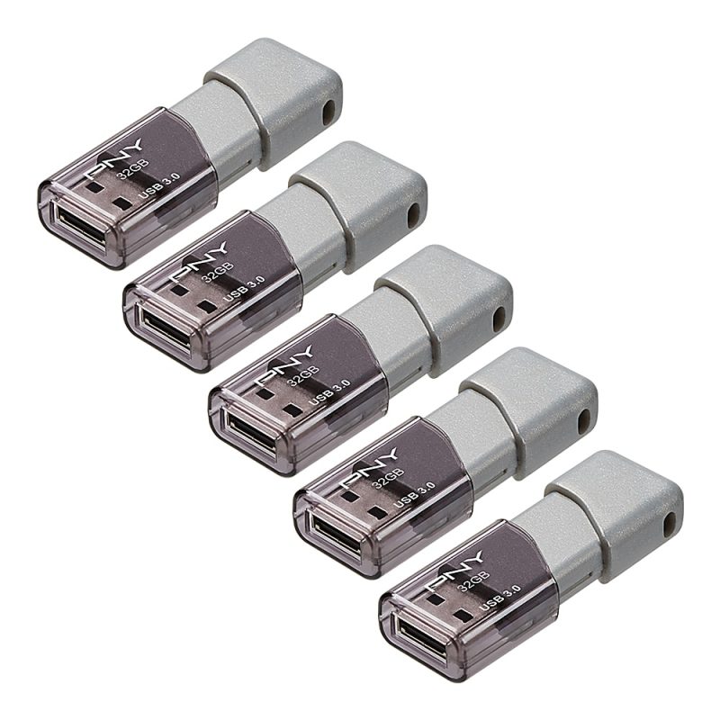 PNY Turbo Attaché 3 USB 3.0 Flash Drives, 32GB, Silver, Pack Of 5 Drives - Image 2