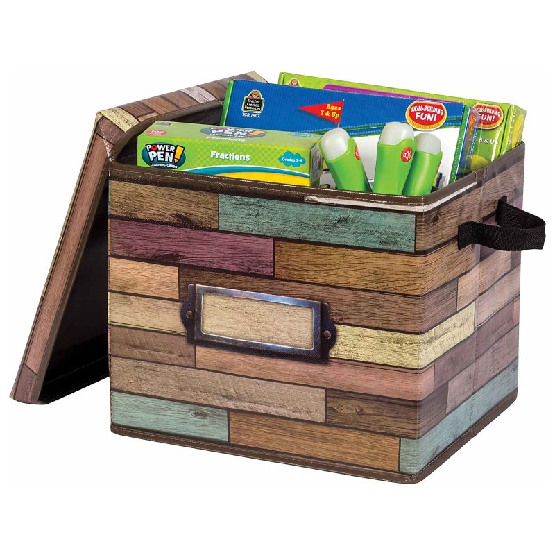 Teacher Created Resources Storage Box With Lid, Medium Size, Brown - Image 2