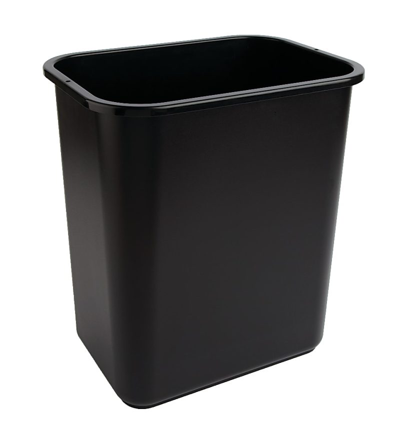Highmark™ Rectangular Plastic Wastebasket, 6.5 Gallons, 15"H x 10"W x 14-1/4"D, Black, Pack Of 3 - Image 2