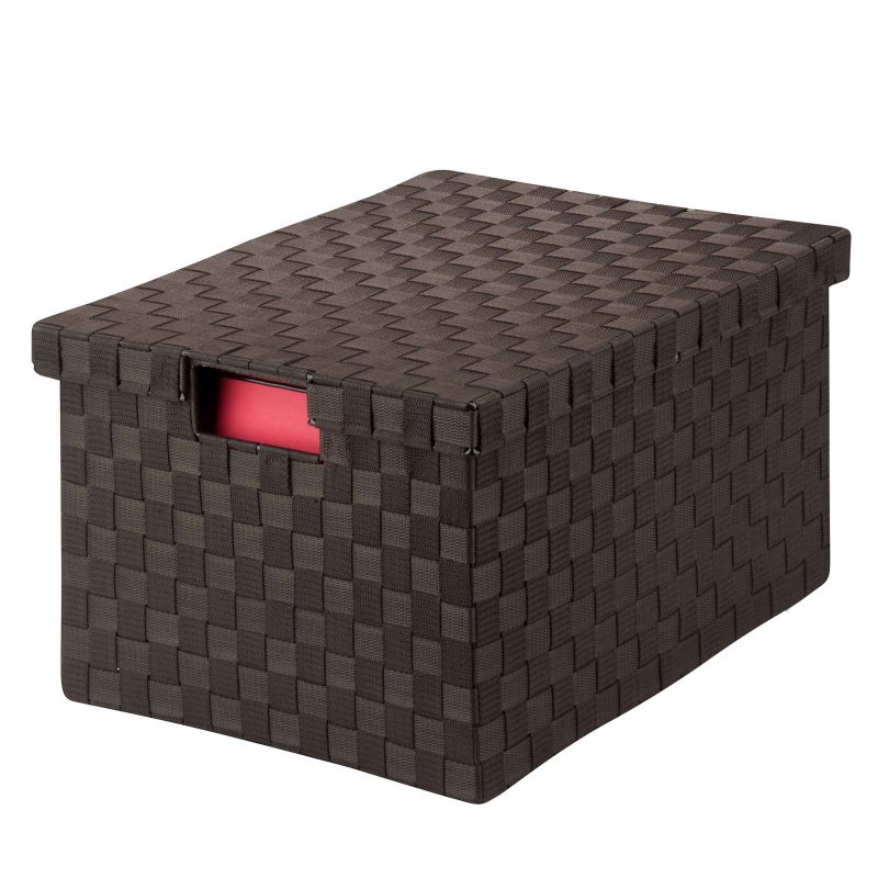 Honey Can Do Woven Heavy-Duty Storage File Box With Lift-Off Lids And Built-In Handles, Letter/Legal Size, 10 3/4" x 17 3/4" x 14", Espresso - Image 2