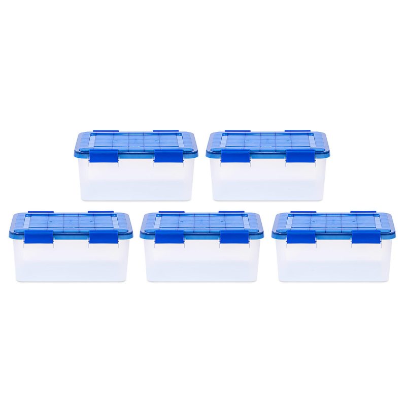 Iris Ultimate Weathertight Storage Boxes, 17-1/2”L x 16-3/16”W x 10-1/4”H, 19 Qt, Clear, Set Of 5 Boxes - Image 4