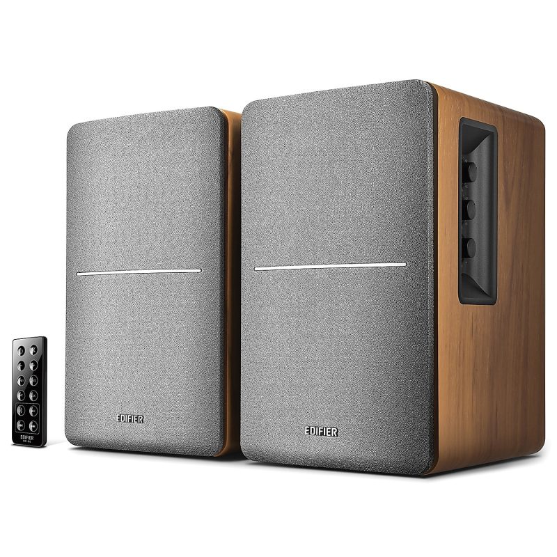 Edifier R1280DB 42-Watt RMS Amplified Bluetooth® Bookshelf Wired Speaker System, Brown