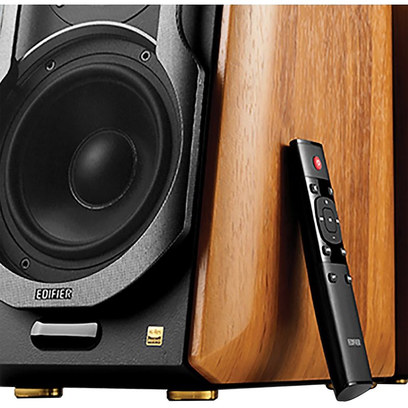Edifier S1000MKII 5.5" 120-Watt RMS Amplified Bluetooth® Bookshelf Speaker System With Remote, Brown - Image 3