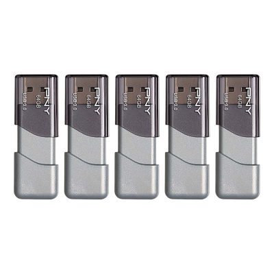 PNY® Turbo Attaché 3 USB 3.0 Flash Drives, 64GB, Pack Of 5 Drives