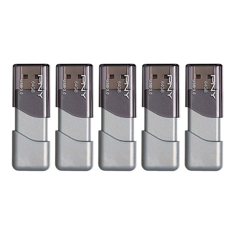 PNY® Turbo Attaché 3 USB 3.0 Flash Drives, 64GB, Pack Of 5 Drives