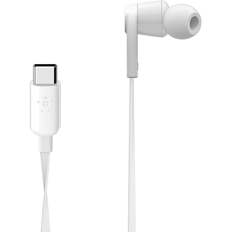 Belkin SoundForm Wired Earbuds with USB-C Connector - Stereo - USB Type C - Wired - Earbud - Binaural - In-ear - 4 ft Cable - White - Image 5