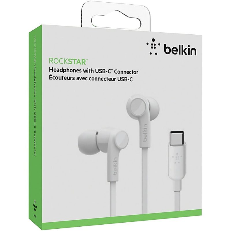 Belkin SoundForm Wired Earbuds with USB-C Connector - Stereo - USB Type C - Wired - Earbud - Binaural - In-ear - 4 ft Cable - White - Image 7
