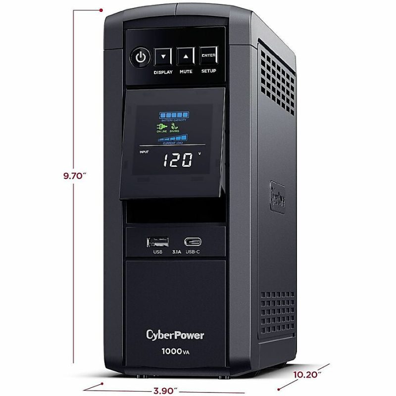 CyberPower PFC SineWave Series CP1000PFCLCD 10-Outlet Uninterruptible Power Supply, 1,000VA/600 Watts - Image 6