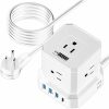 Cube Surge Protector Power Strip with usb ports 10ft extension cord with multiple outlets White - Space Saving 9 outlet usp power strip: 5 AC Outlets, 3 USB Ports, 1 USB-C Port, Surge Protected, On/Off Switch