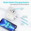 Cube Surge Protector Power Strip with usb ports 10ft extension cord with multiple outlets White - Space Saving 9 outlet usp power strip: 5 AC Outlets, 3 USB Ports, 1 USB-C Port, Surge Protected, On/Off Switch - Image 2