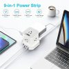 Cube Surge Protector Power Strip with usb ports 10ft extension cord with multiple outlets White - Space Saving 9 outlet usp power strip: 5 AC Outlets, 3 USB Ports, 1 USB-C Port, Surge Protected, On/Off Switch - Image 7