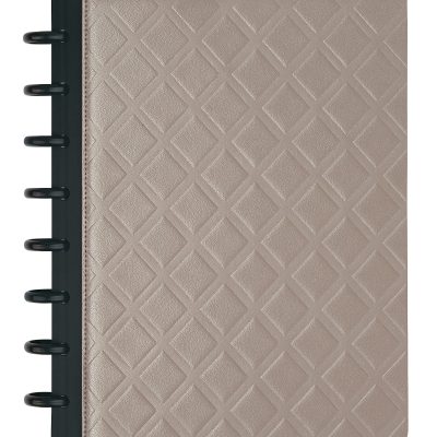 TUL® Discbound Notebook With Debossed Leather Cover, Junior Size, Narrow Ruled, 60 Sheets, Gray