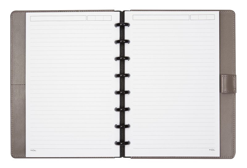 TUL® Discbound Notebook With Debossed Leather Cover, Junior Size, Narrow Ruled, 60 Sheets, Gray - Image 2