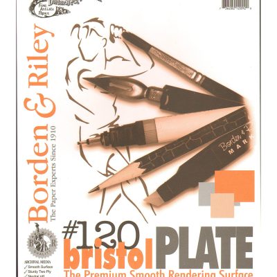 Borden & Riley #120 Bristol Pad, Plate Finish, 9” x 12”, 12 Sheets Per Pad