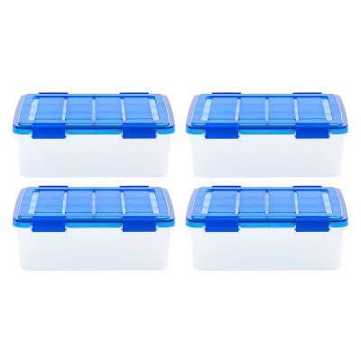 Iris Ultimate Weathertight Storage Boxes, 19-3/4”L x 16-3/16”W x 10-1/4”H, 26.5 Qt, Clear, Set Of 4 Boxes