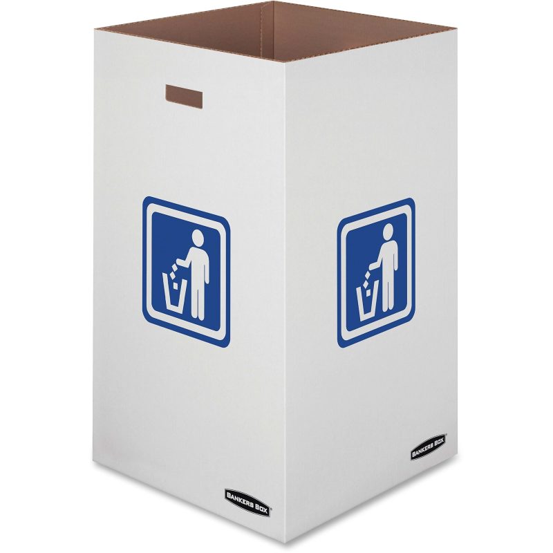 Bankers Box® Waste And Recycling Bins, Extra Large Size, 30" x 18" x 18", 50% Recycled, White/Blue, Pack Of 10 - Image 5
