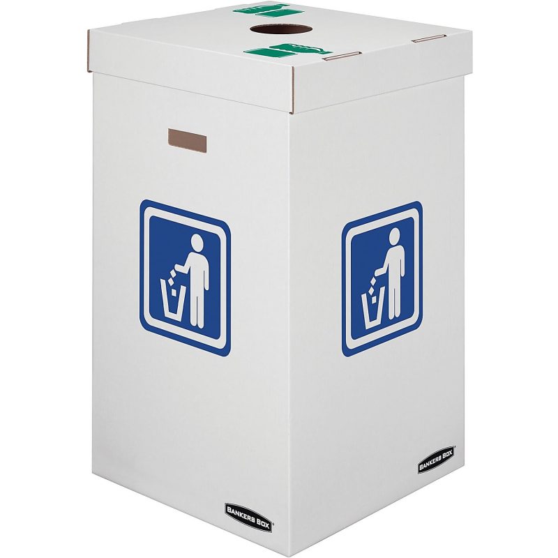 Bankers Box® Waste And Recycling Bins, Extra Large Size, 30" x 18" x 18", 50% Recycled, White/Blue, Pack Of 10 - Image 9