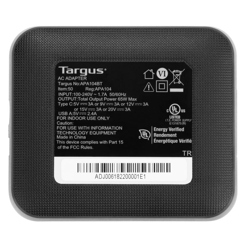 Targus® 65W USB Type-C/USB Type-A Charger, APA104BT - Image 8