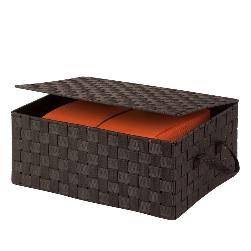 Honey-Can-Do Hinged-Lid Woven Storage Box, Medium Size, 7" x 17" x 12", Espresso - Image 2