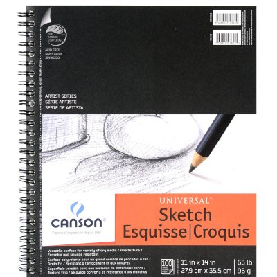 Canson Universal Heavyweight Sketch Pads, 11" x 14", 100% Recycled, 100 Sheets Per Pad, Pack Of 2 Pads