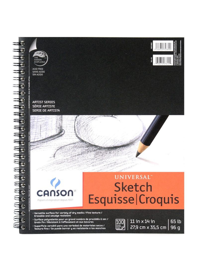 Canson Universal Heavyweight Sketch Pads, 11" x 14", 100% Recycled, 100 Sheets Per Pad, Pack Of 2 Pads