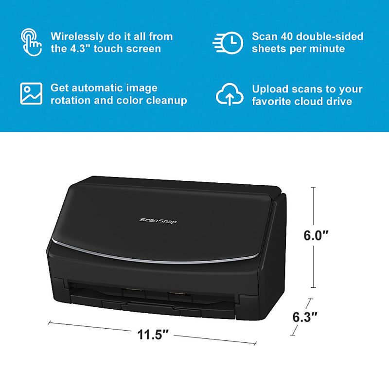 Fujitsu ScanSnap iX1600 Large Format ADF Scanner, Black - Image 5