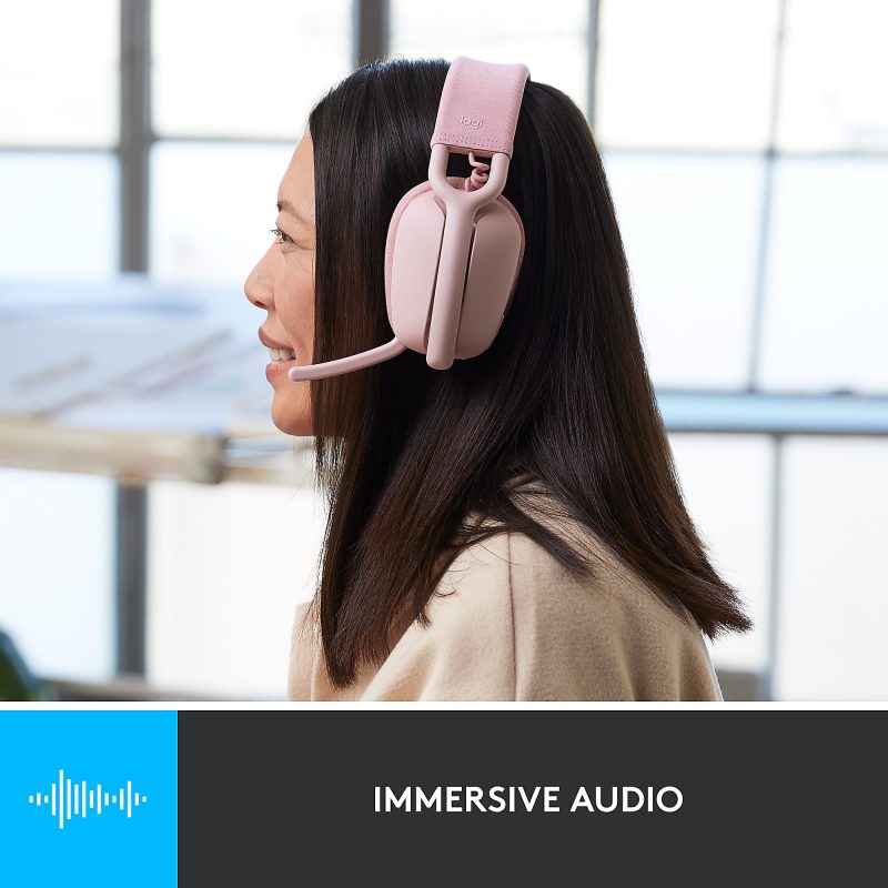 Logitech Zone Vibe 100 - Rose - Stereo - Wireless - Bluetooth - 98.4 ft - On-ear - Binaural - Noise Cancelling Microphone - Rose - Image 4