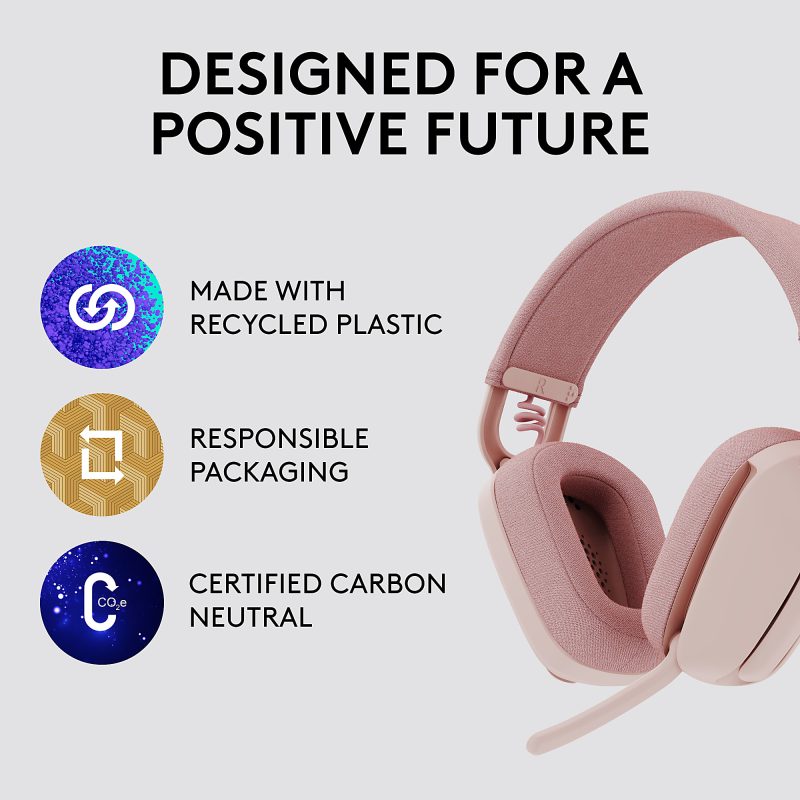 Logitech Zone Vibe 100 - Rose - Stereo - Wireless - Bluetooth - 98.4 ft - On-ear - Binaural - Noise Cancelling Microphone - Rose - Image 5