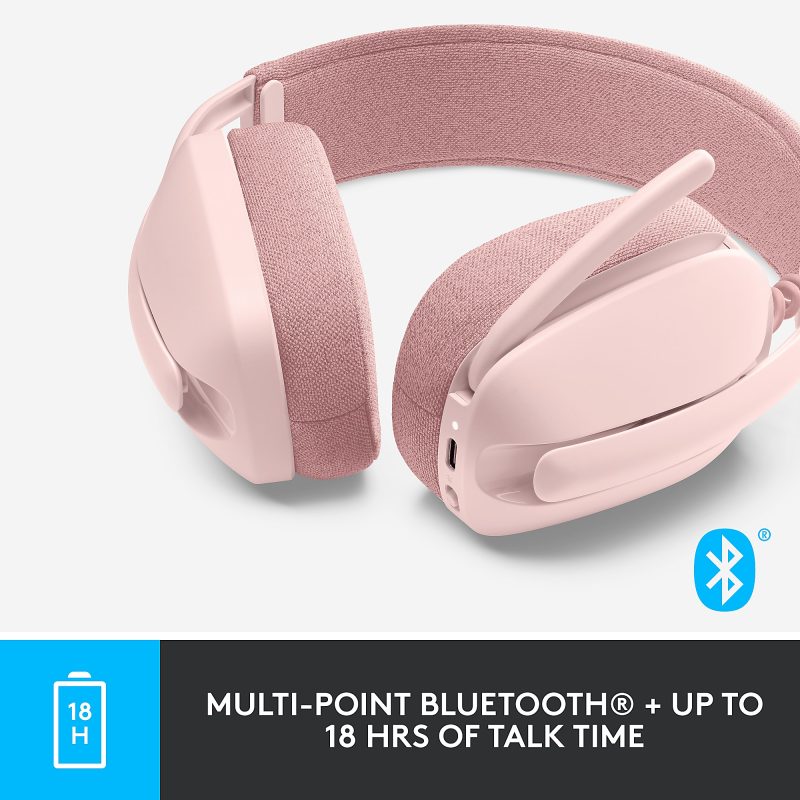 Logitech Zone Vibe 100 - Rose - Stereo - Wireless - Bluetooth - 98.4 ft - On-ear - Binaural - Noise Cancelling Microphone - Rose - Image 6