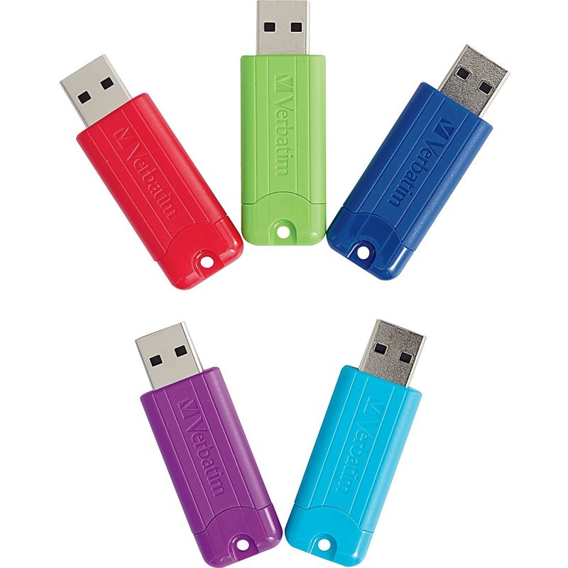 Verbatim 16GB PinStripe USB 3.2 Gen 1 Flash Drive - 5pk - Assorted - 16GB - 5pk - Assorted - Image 2