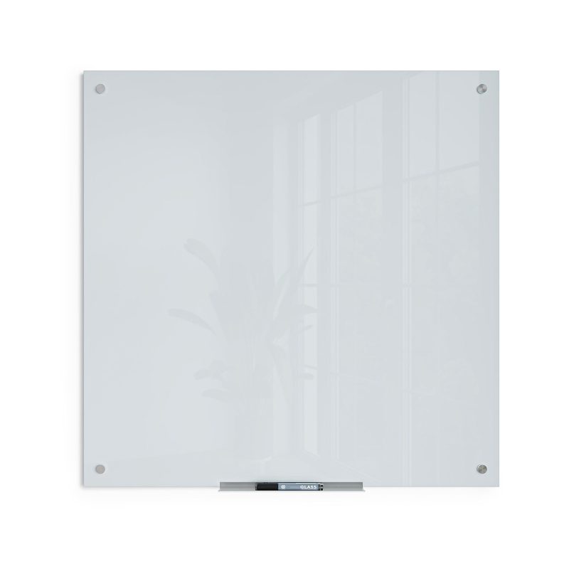 U Brands® Magnetic Glass Dry-Erase Board, 36" X 36", White Frosted Surface, Frameless, Actual Size 35" X 35" (2909U00-01)