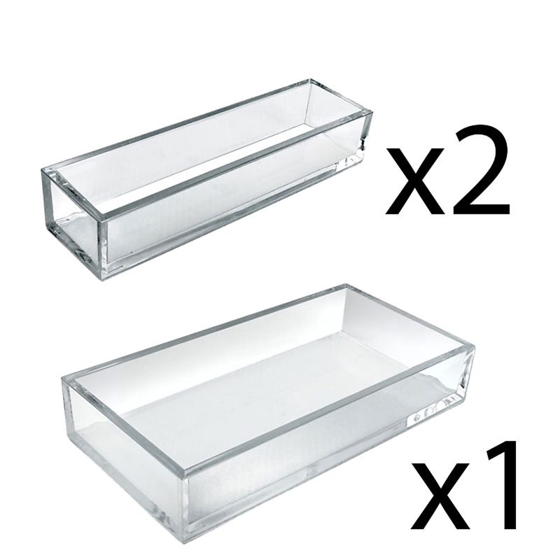 Azar Displays Deluxe Tray 3-Piece Set, Narrow Trays/Large Tray, Clear - Image 3
