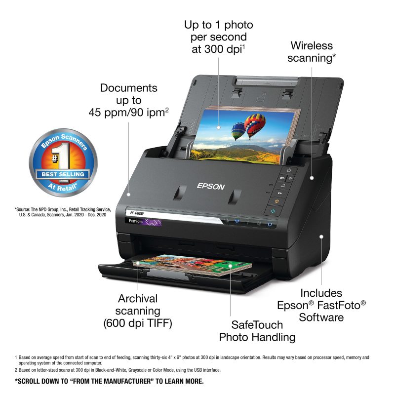 Epson® FastFoto® FF-680W High-Speed Wireless Desktop Photo Scanner - Image 4