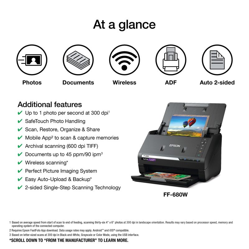 Epson® FastFoto® FF-680W High-Speed Wireless Desktop Photo Scanner - Image 5
