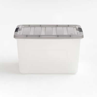 Iris® Stack & Pull™ Storage Boxes, 10 Gallon, Clear/Gray, Set Of 5 Boxes