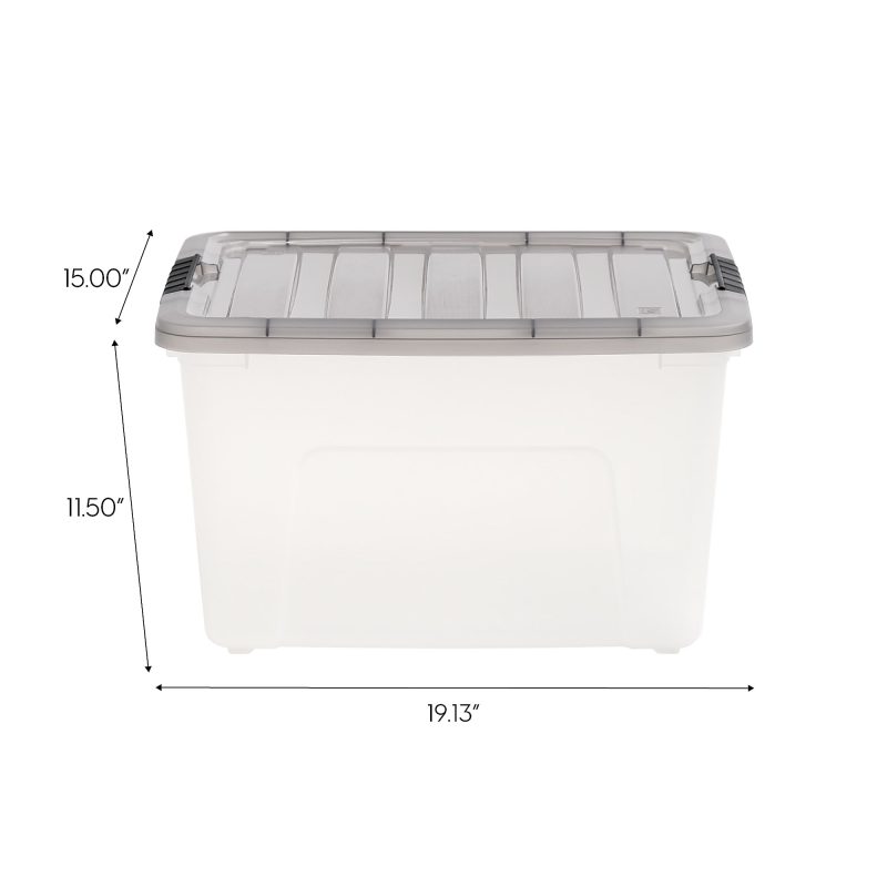 Iris® Stack & Pull™ Storage Boxes, 10 Gallon, Clear/Gray, Set Of 5 Boxes - Image 6