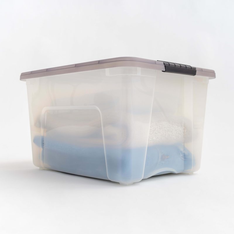 Iris® Stack & Pull™ Storage Boxes, 10 Gallon, Clear/Gray, Set Of 5 Boxes - Image 7