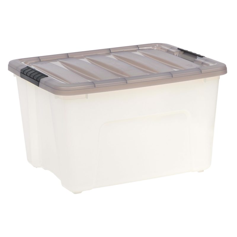 Iris® Stack & Pull™ Storage Boxes, 10 Gallon, Clear/Gray, Set Of 5 Boxes - Image 9