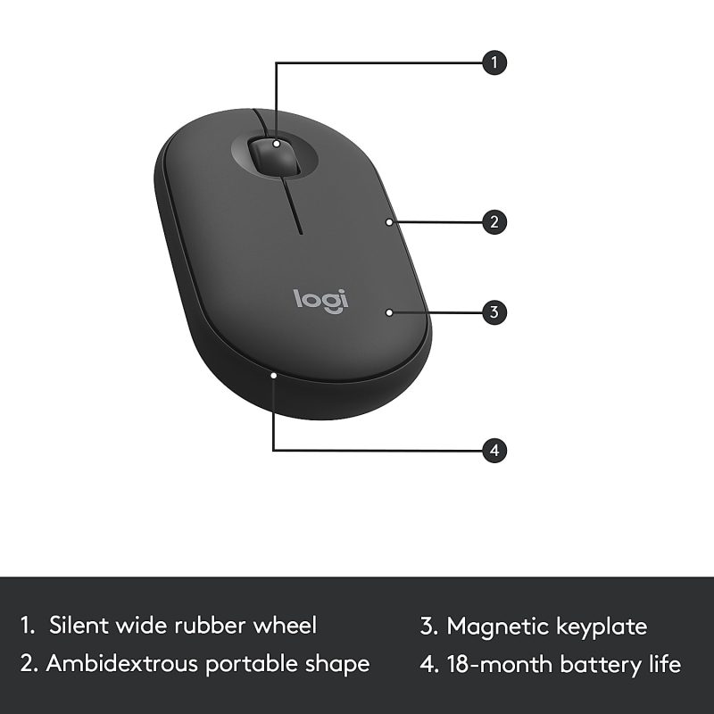 Logitech® Wireless Keyboard & Mouse, Straight Full Size Keyboard, Graphite, Ambidextrous Optical Mouse, MK470 Slim - Image 6
