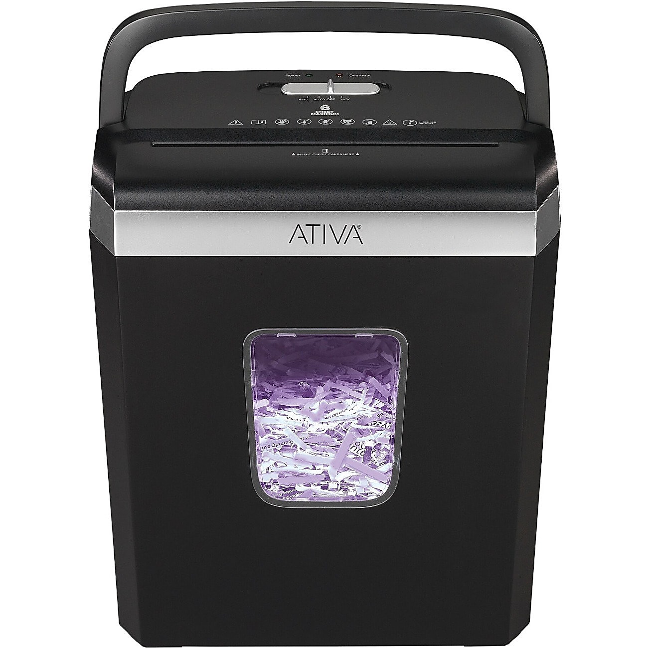 Ativa® 6-Sheet Cross-Cut Shredder, Black, A06CC19 - Image 7