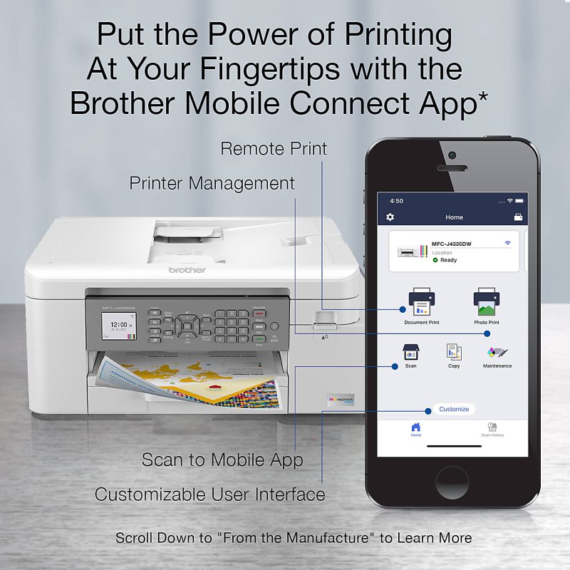 Brother® INKvestment Tank MFC-J4335DW Wireless Inkjet All-In-One Color Printer - Image 4